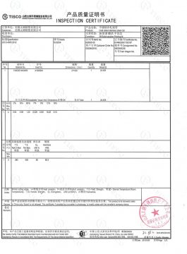 304SS inspektionscertifikat